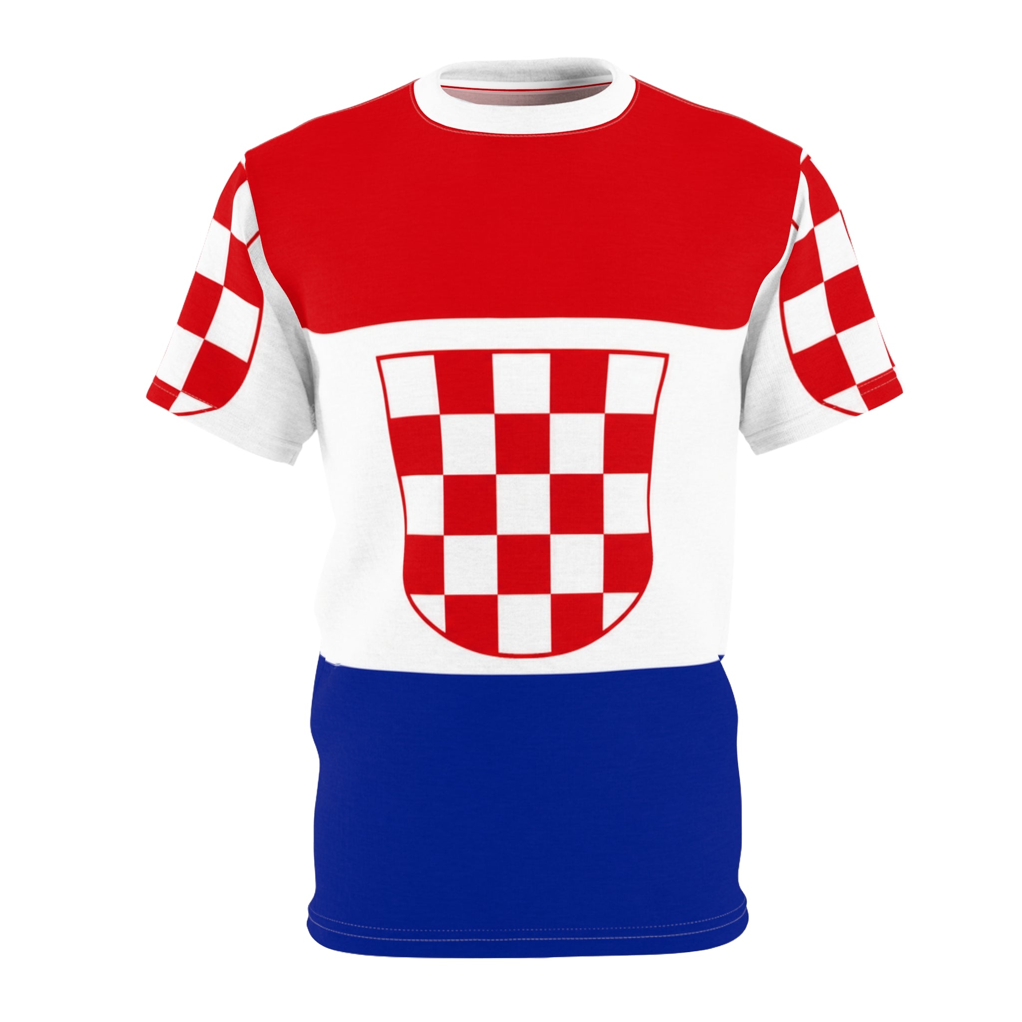 Croatia Flag T-Shirt - Red White Blue Checkerboard Shield Tee