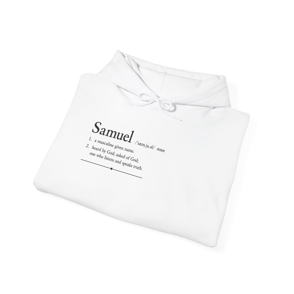 Samuel Personalized Name Hoodie | Minimalist Dictionary Style | Biblical Name Meaning | Hebrew Name Origin | Christian Gift | Custom Name Apparel