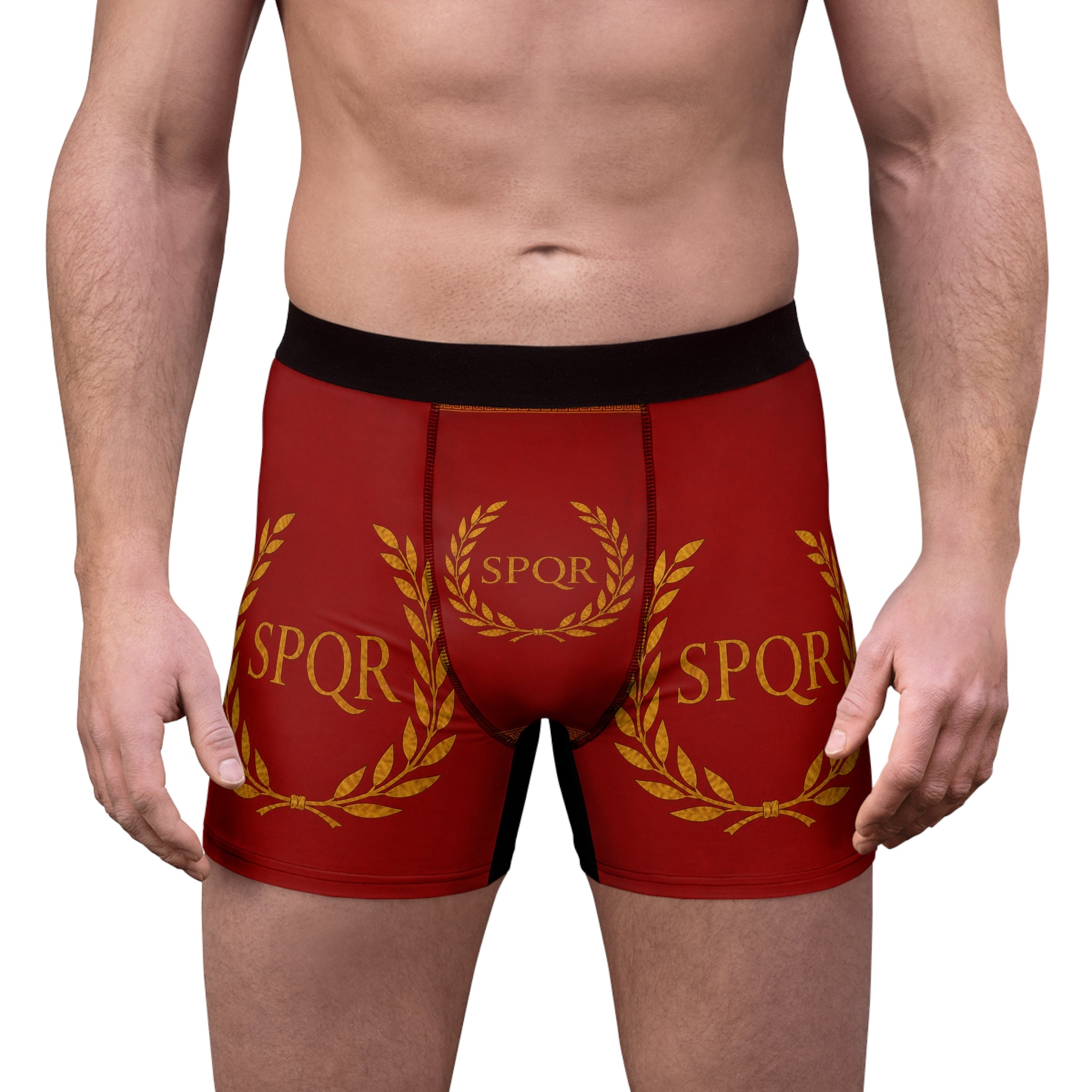 SPQR Roman Laurel Boxer Briefs — Men's Red Athletic Undergarment