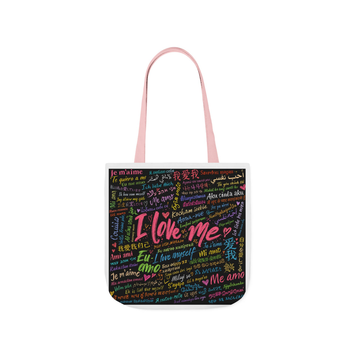 Tote Bag — "I Love Me" Multilingual Self-Love Canvas Tote