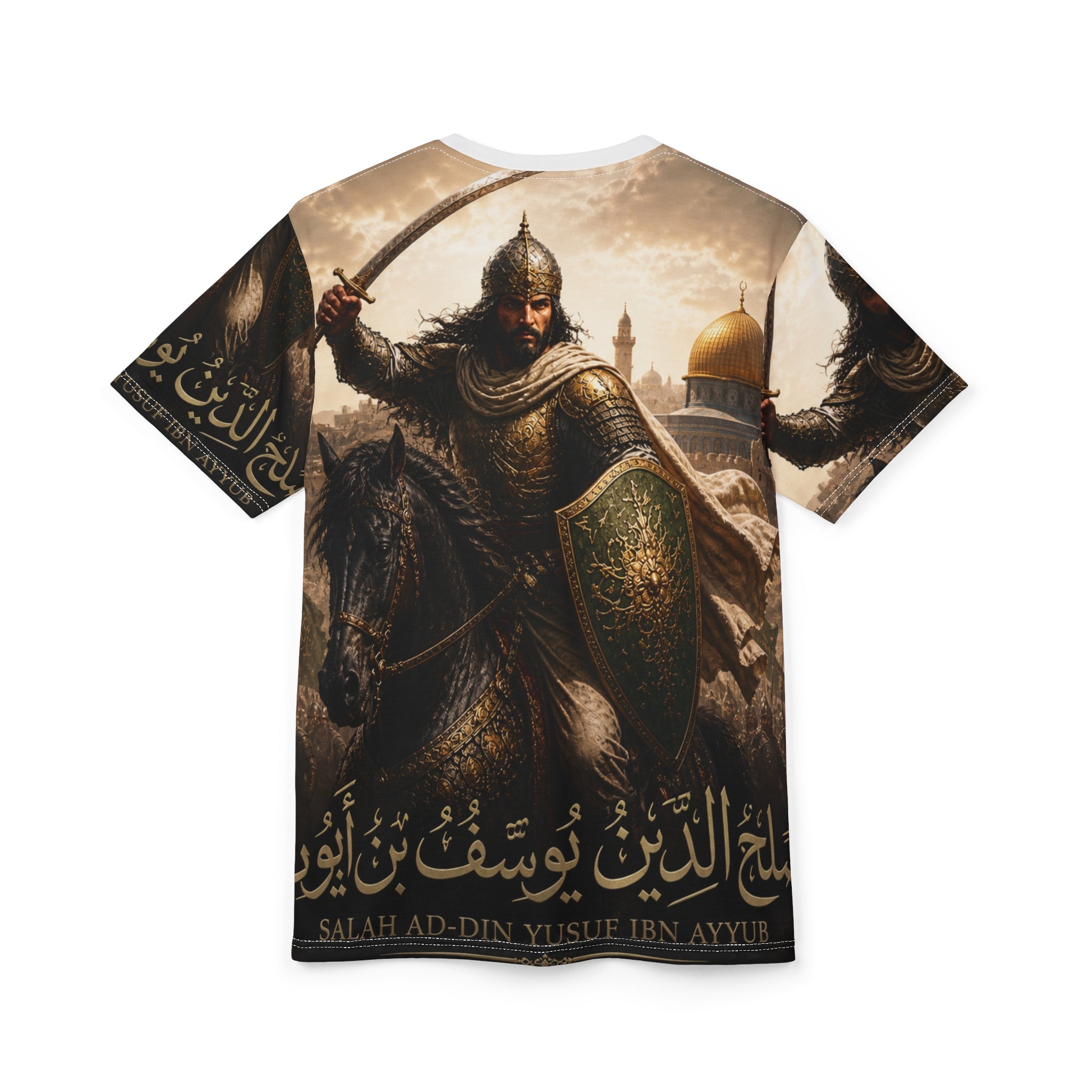Saladin Warrior Graphic Tee — Medieval Islamic Hero All-Over Print