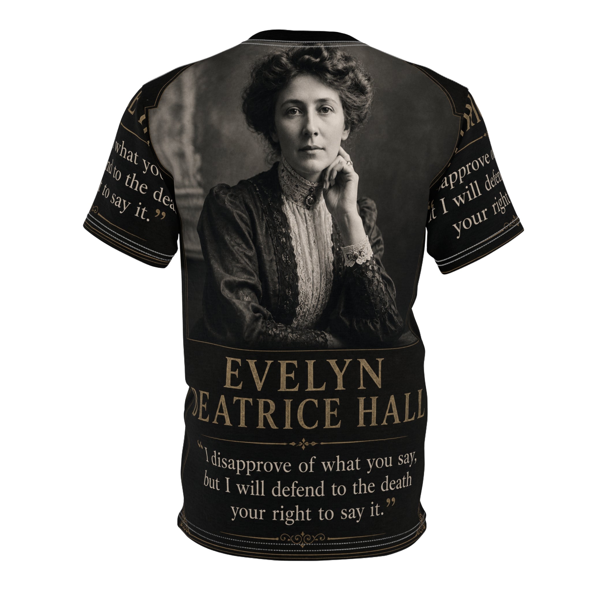 Evelyn Beatrice Hall Portrait Tee — "I disapprove of what you say, but I will defend to the death your right to say it."