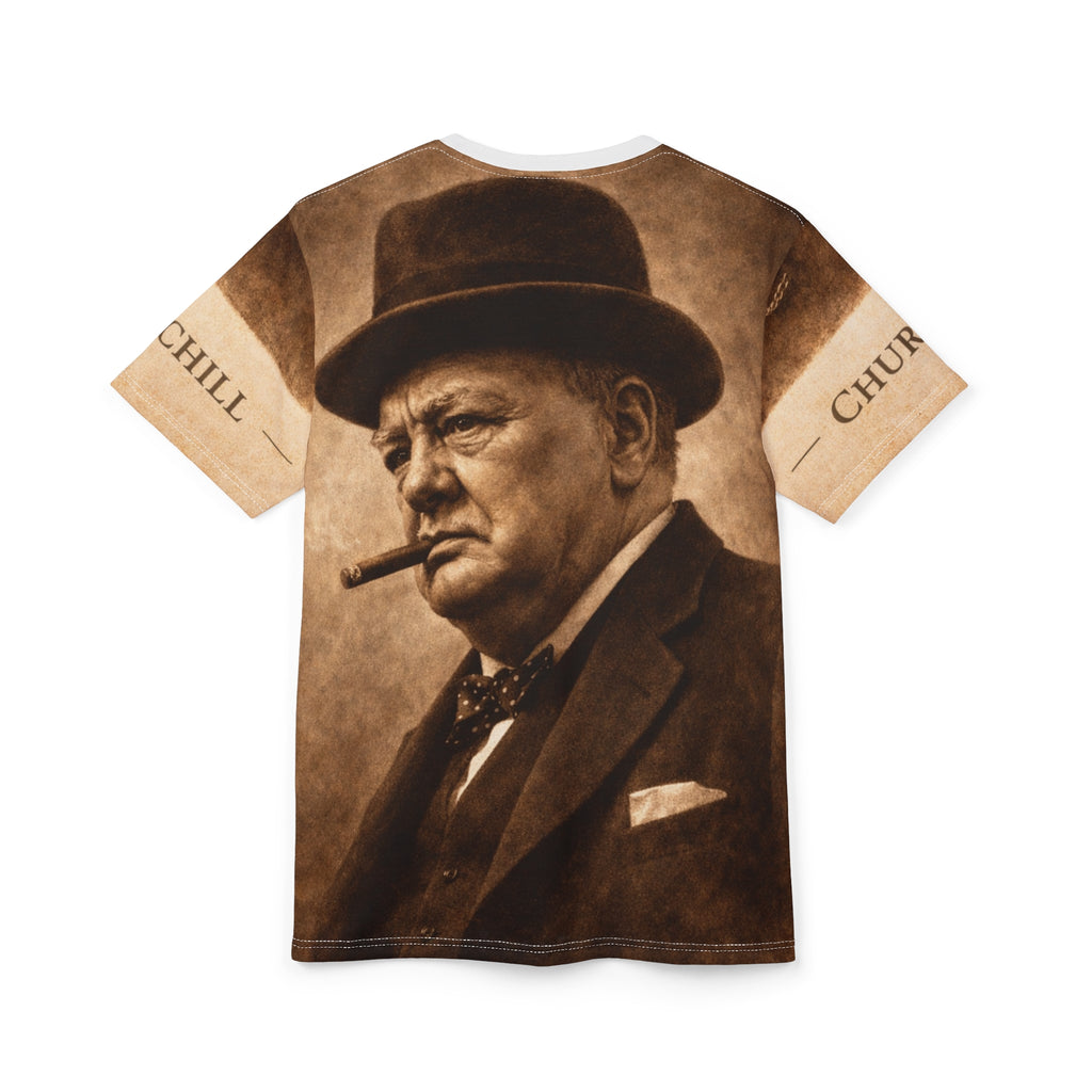 Winston Churchill Portrait Tee — Sepia Cigar Portrait All-Over Print
