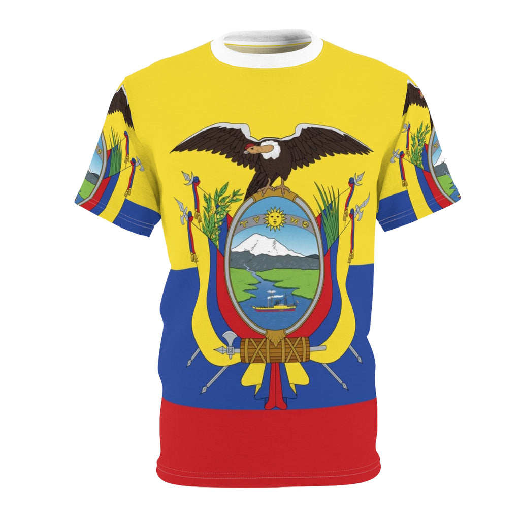 Ecuador Flag All-Over Print Tee – National Coat of Arms Design