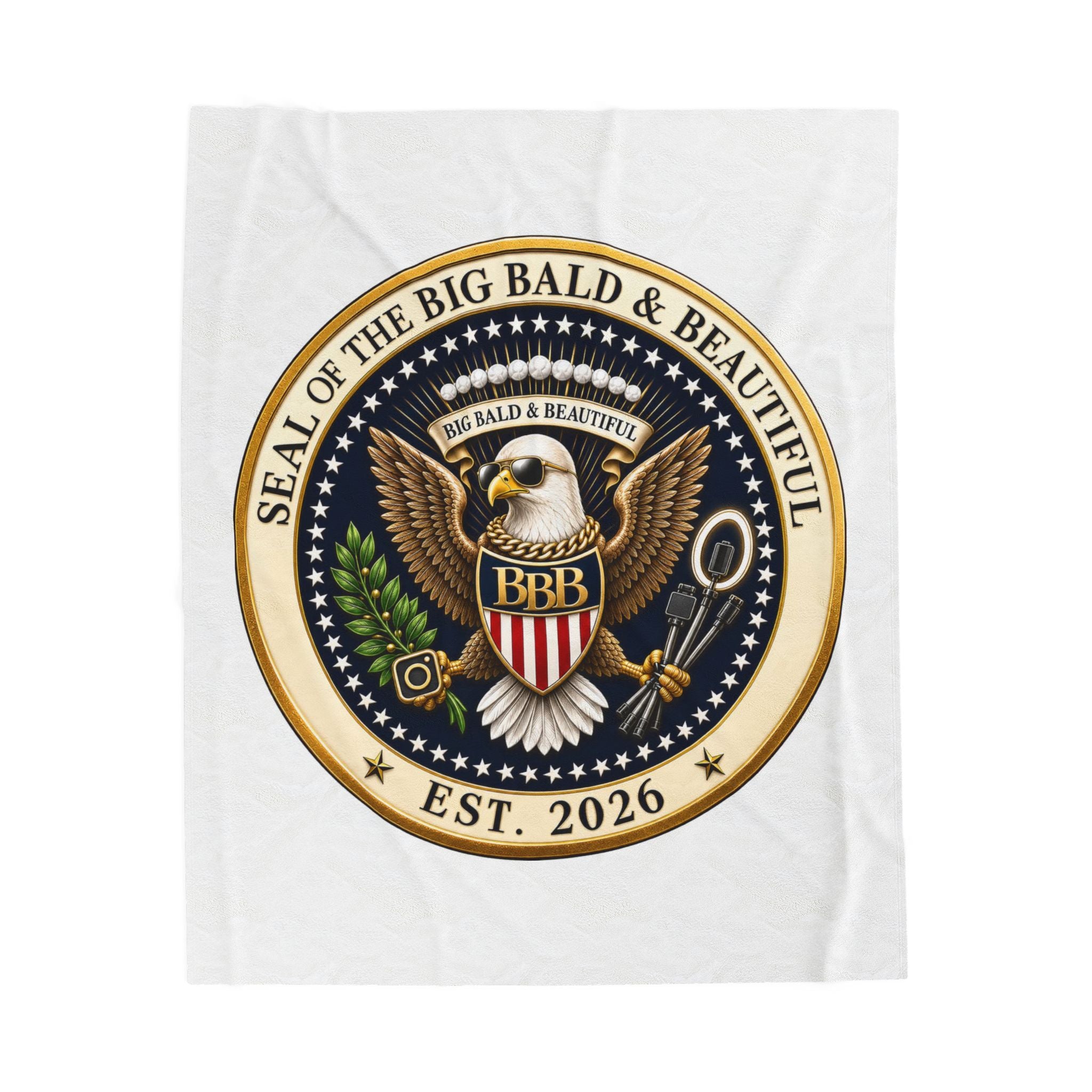 Seal of the Big Bald & Beautiful™ Velveteen Plush Blanket | Premium Cozy Throw for Bald Legends