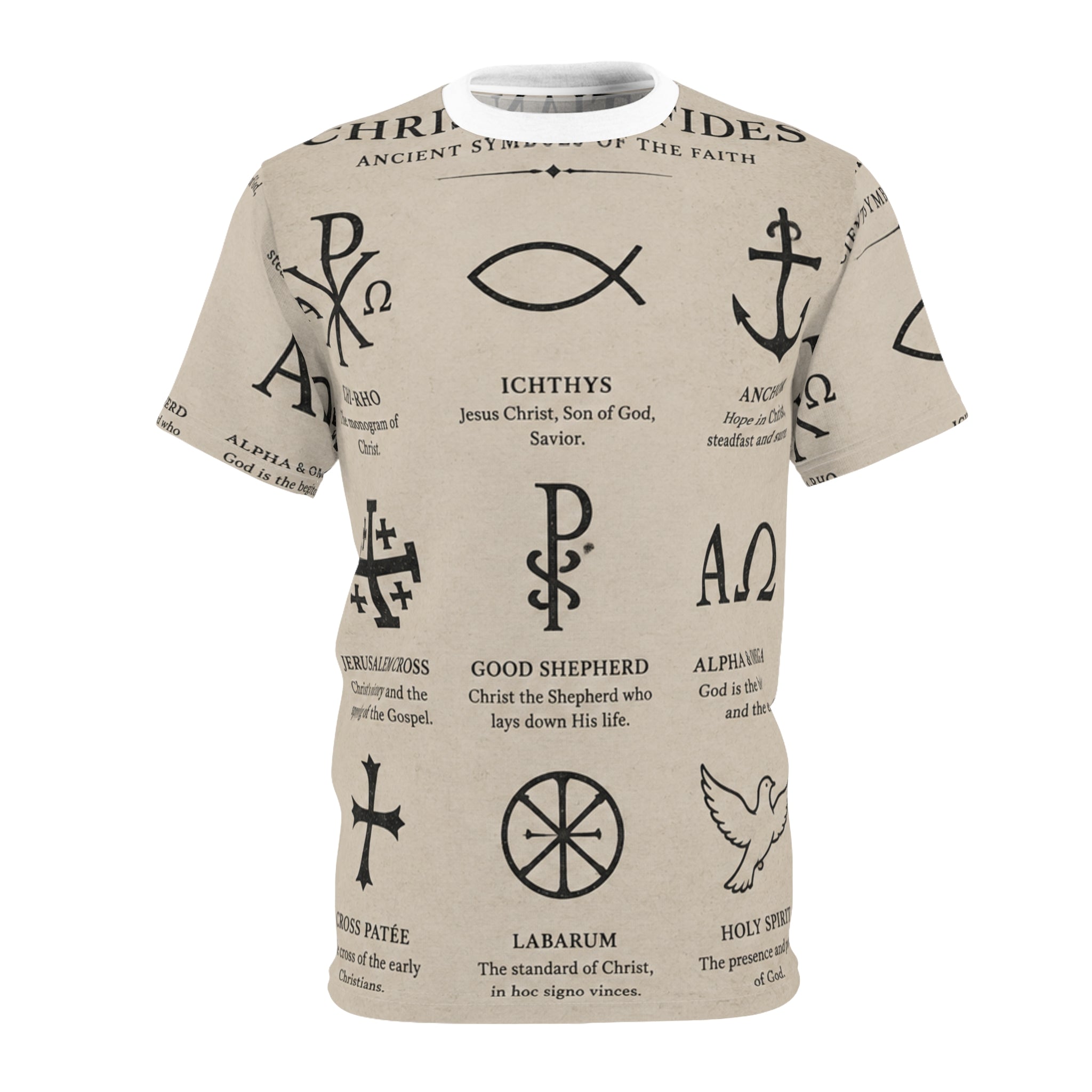 Christian Fides Codex Tee — Ancient Symbols of the Faith