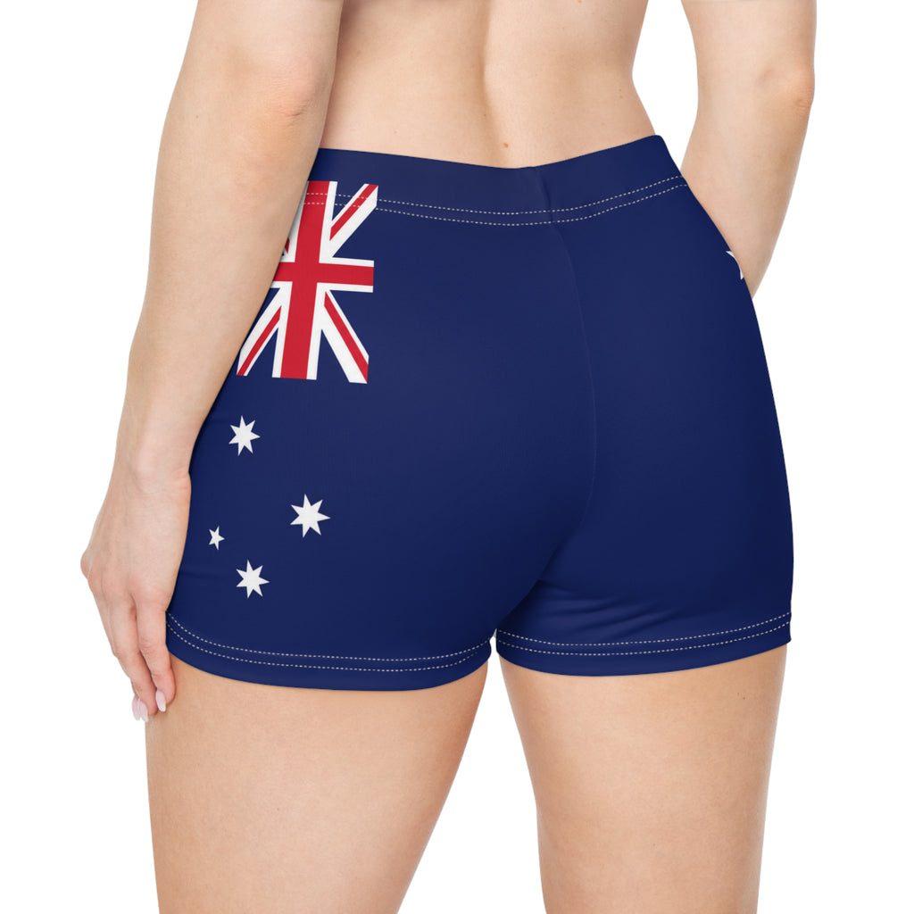 Australia Flag Women's Shorts — All-Over Print Patriotic Swim/Activewear