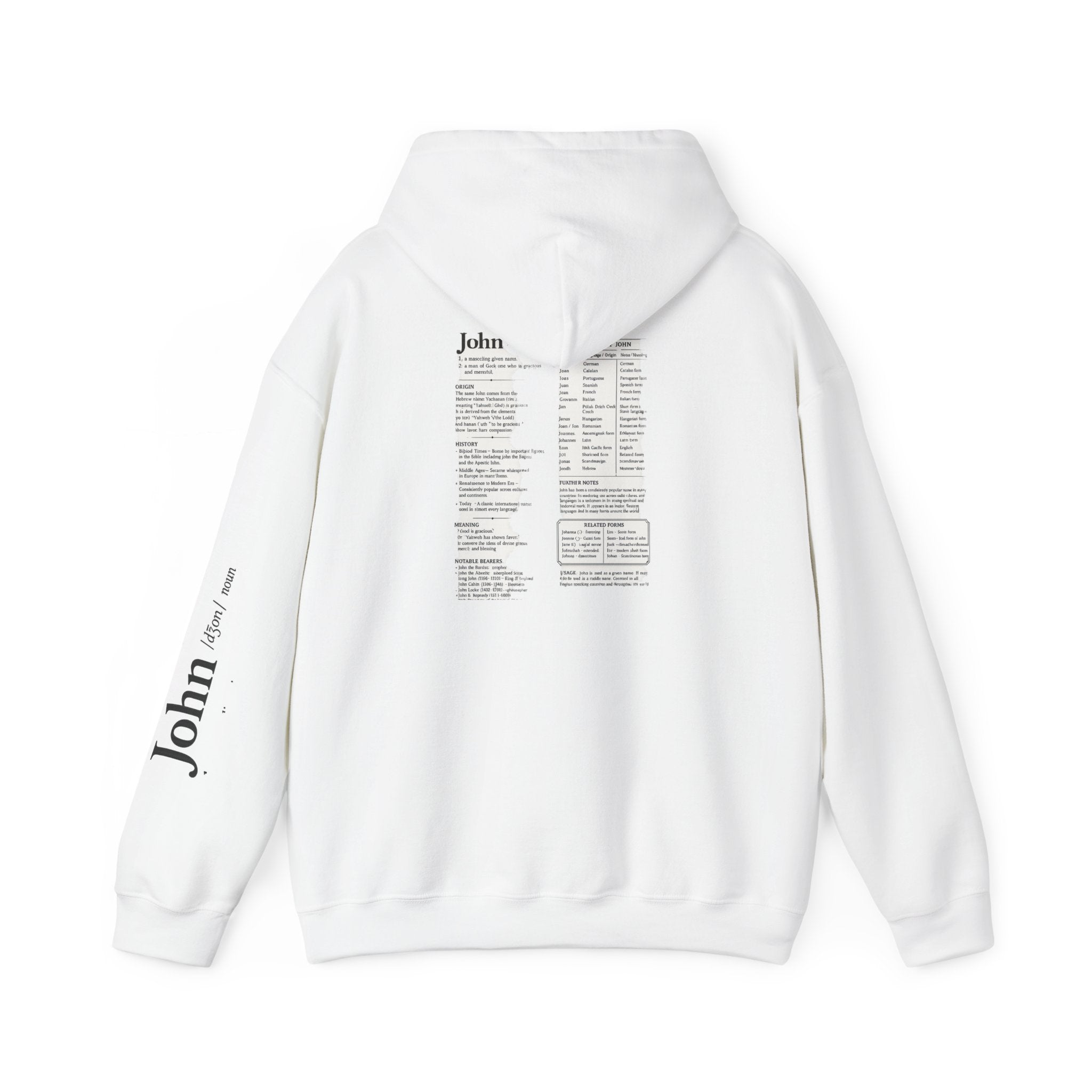 John Dictionary Definition Hoodie | Vintage Name Meaning Pullover | Biblical Name | Gift for John | Minimalist Typography Hoodie