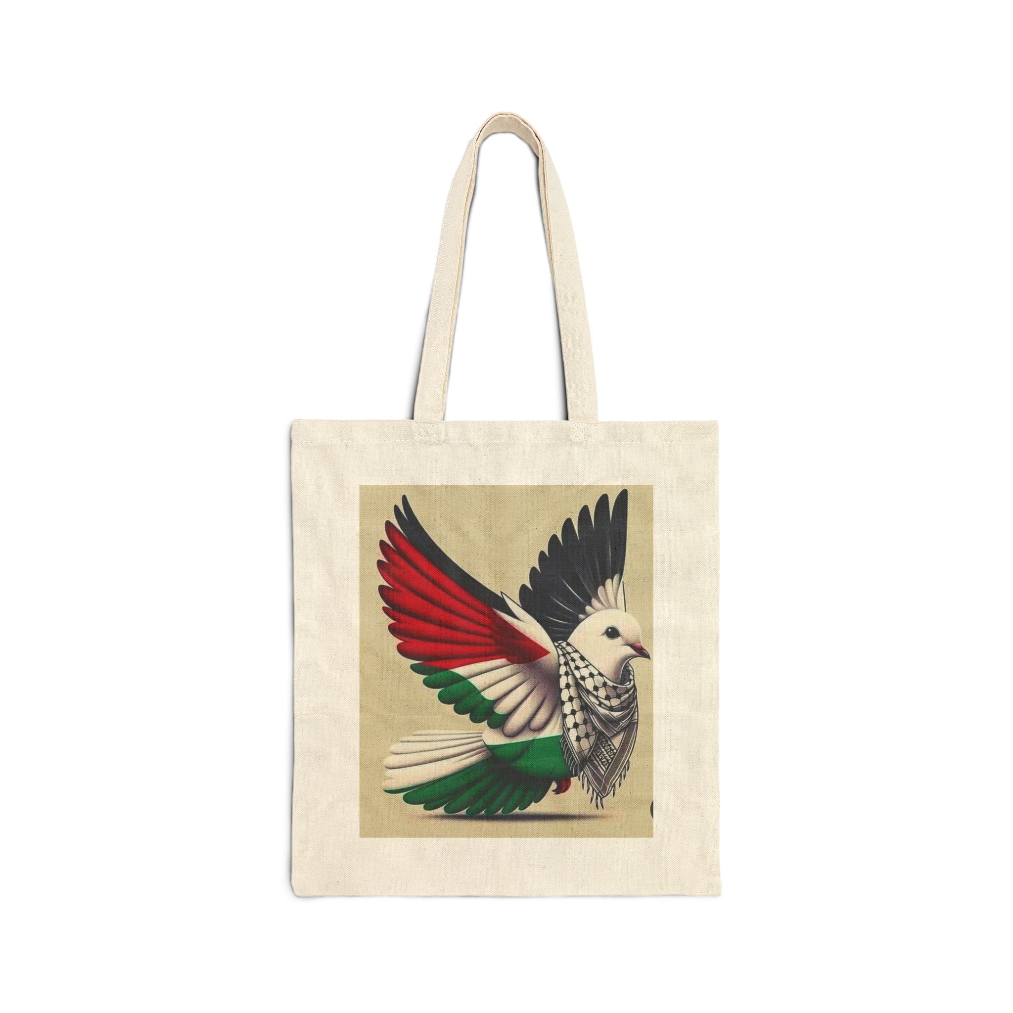 Dove of Unity Canvas Tote — Peaceful Bird Tote with Red, White & Green Wings
