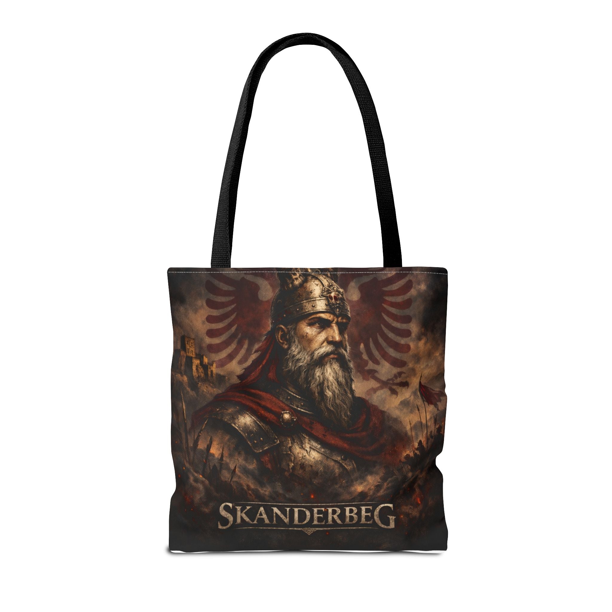 Skanderbeg Historical Portrait Tote Bag – Albanian Hero Armor Design