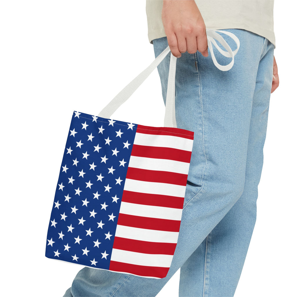 American Flag Tote Bag — Patriotic USA Stars & Stripes Beach, Grocery & Fourth of July Tote