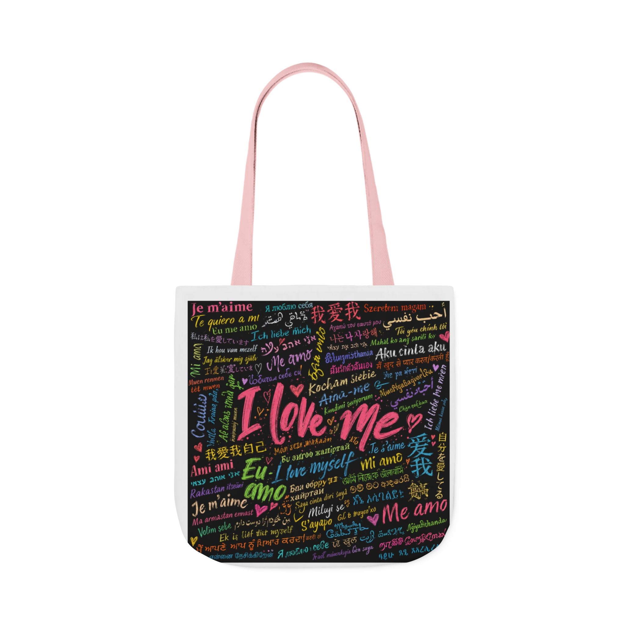 Tote Bag — "I Love Me" Multilingual Self-Love Canvas Tote