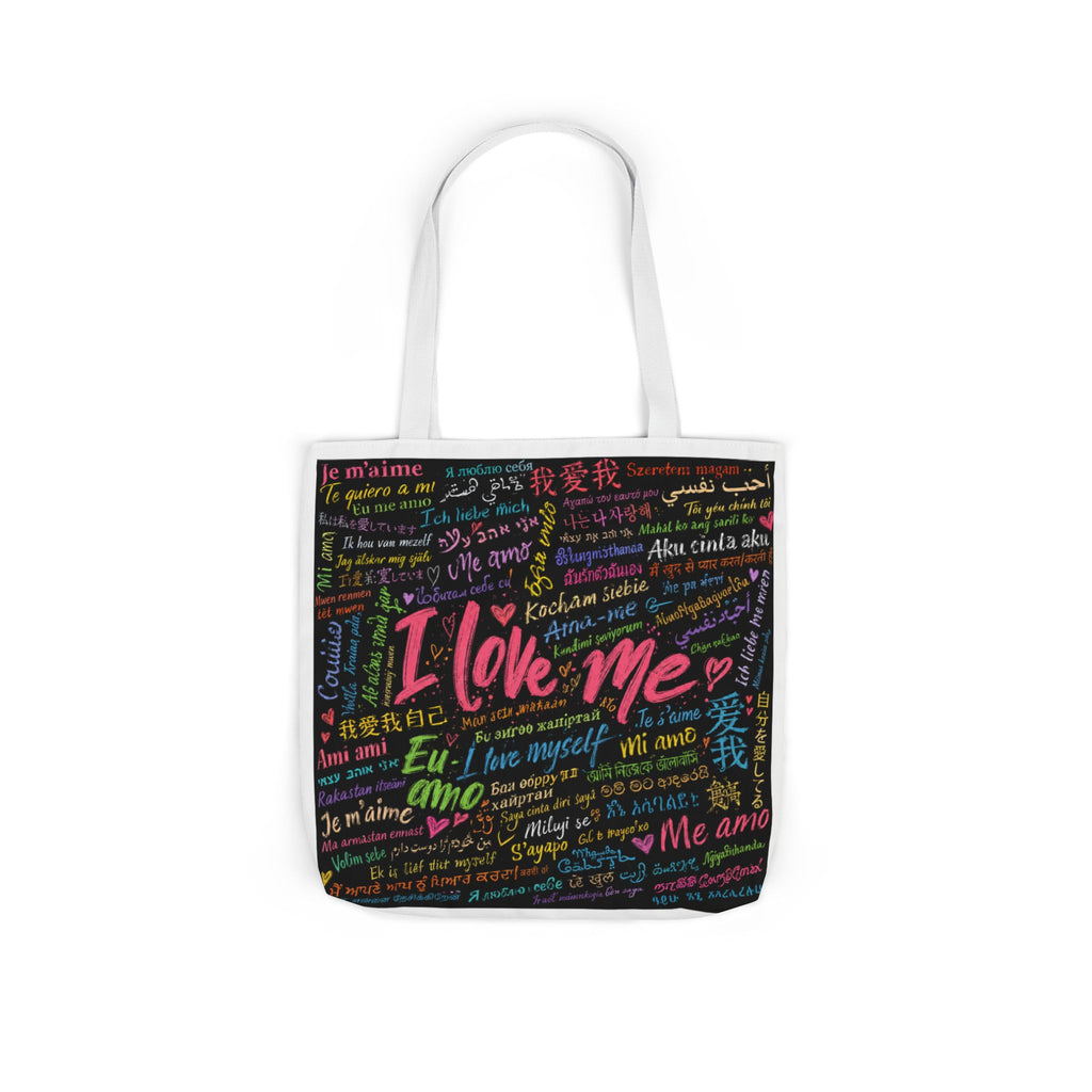Tote Bag — "I Love Me" Multilingual Self-Love Canvas Tote
