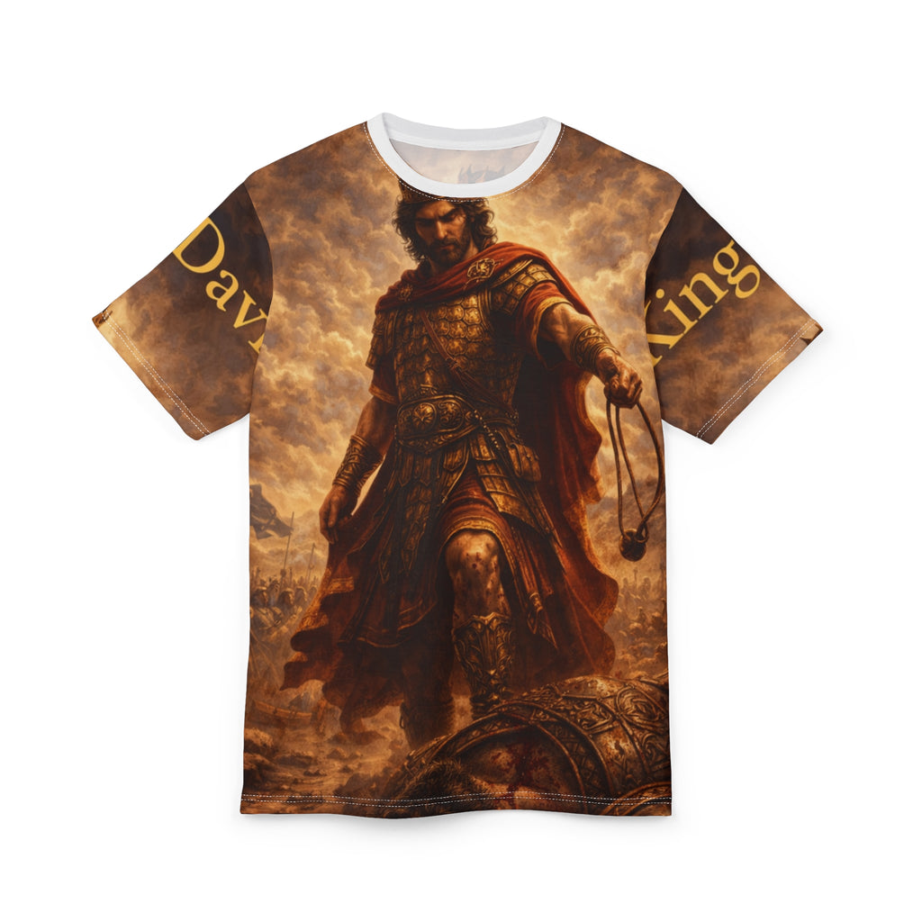 Biblical King David vs Goliath — King David Artwork All‑Over Print Tee