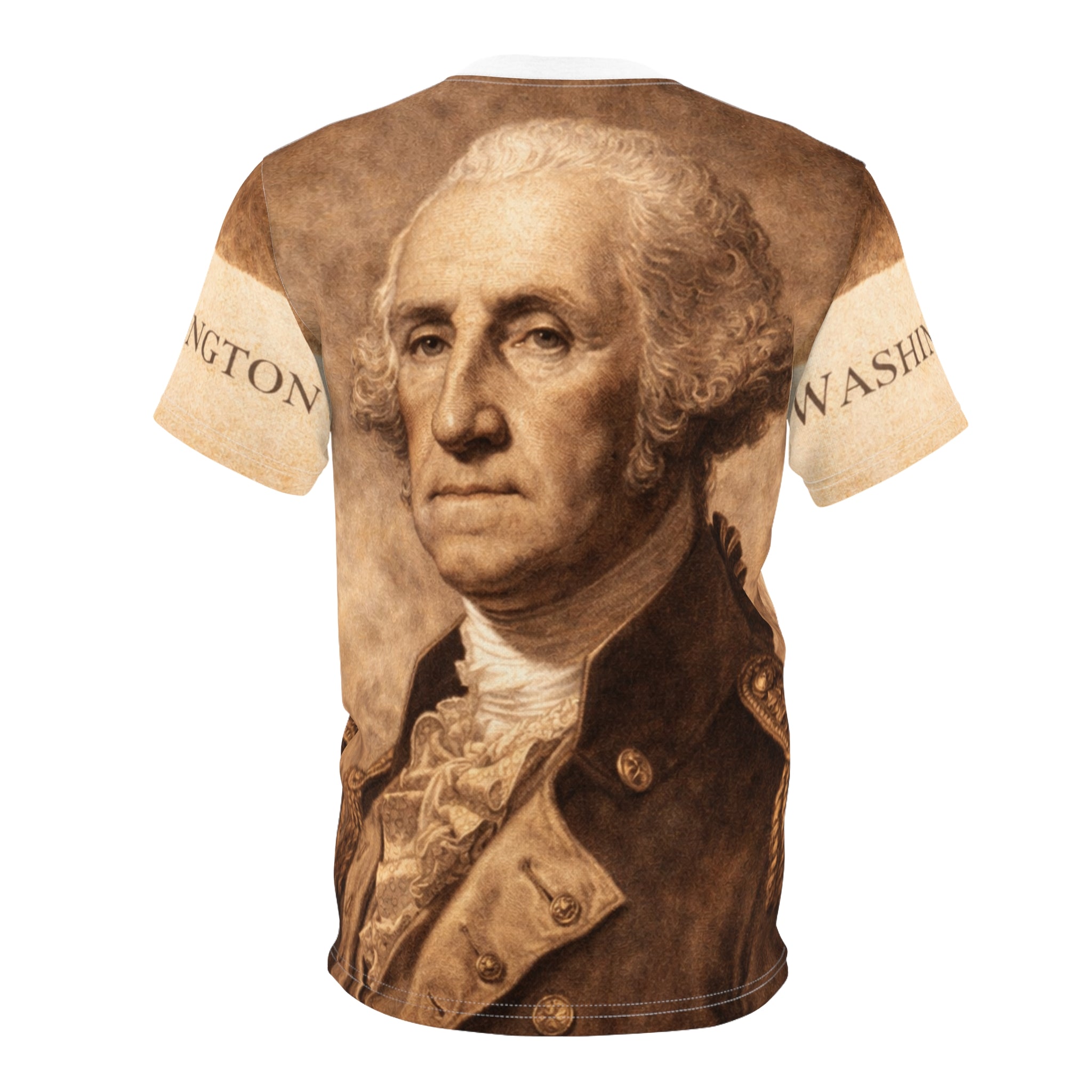 George Washington Portrait Tee — Vintage Founding Father All-Over Print