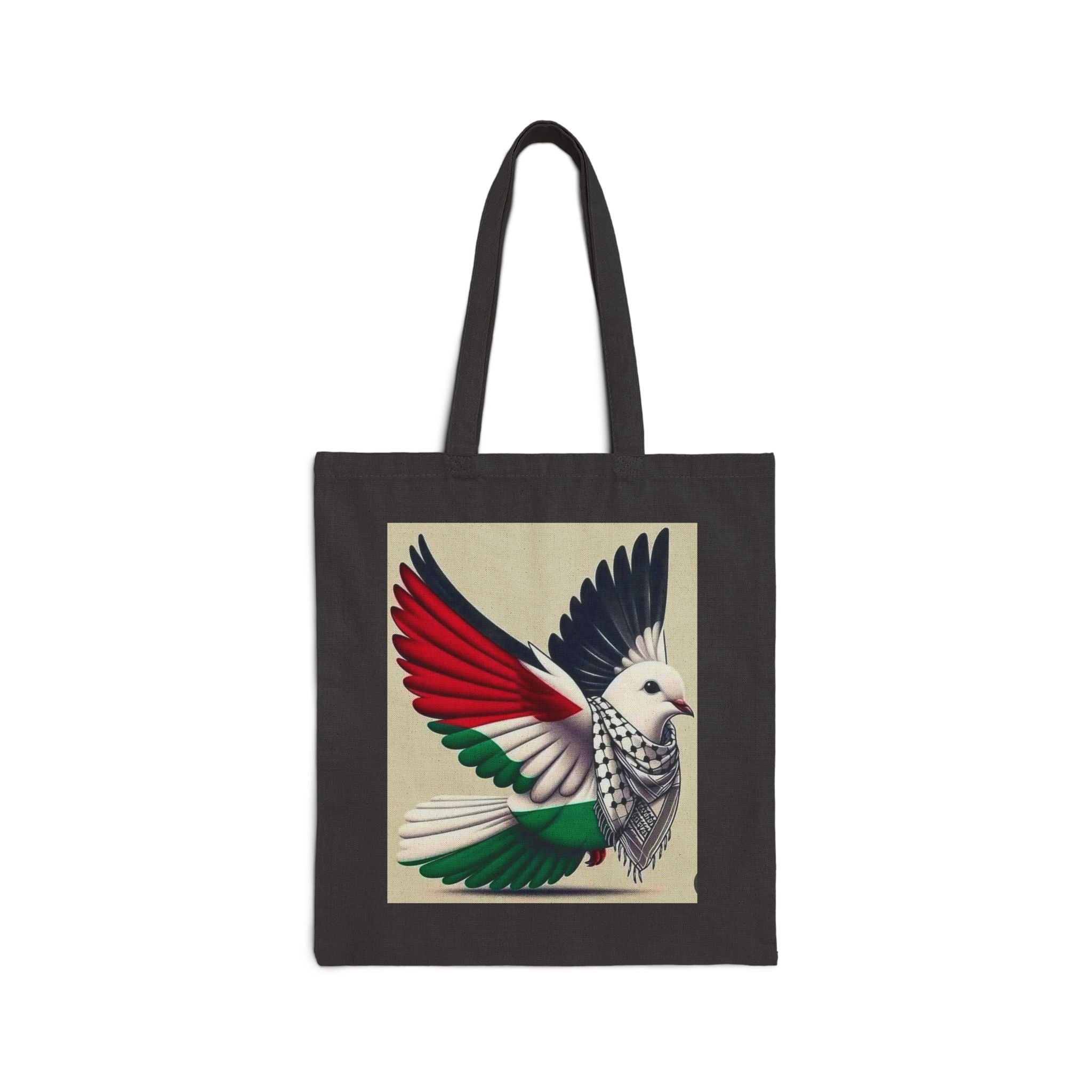 Dove of Unity Canvas Tote — Peaceful Bird Tote with Red, White & Green Wings