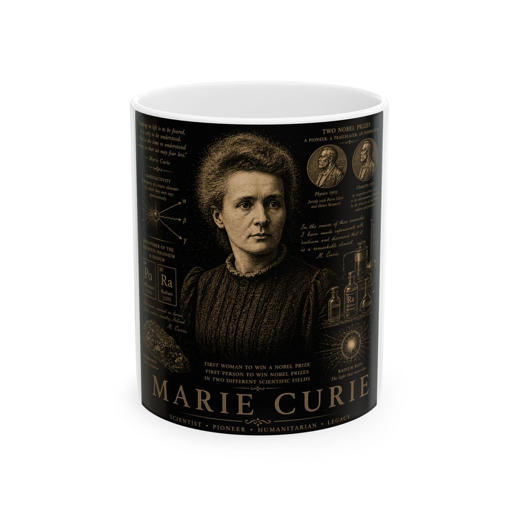 Marie Curie Commemorative Ceramic Mug — Inspirational Scientist Quote Coffee Cup (11oz/15oz)