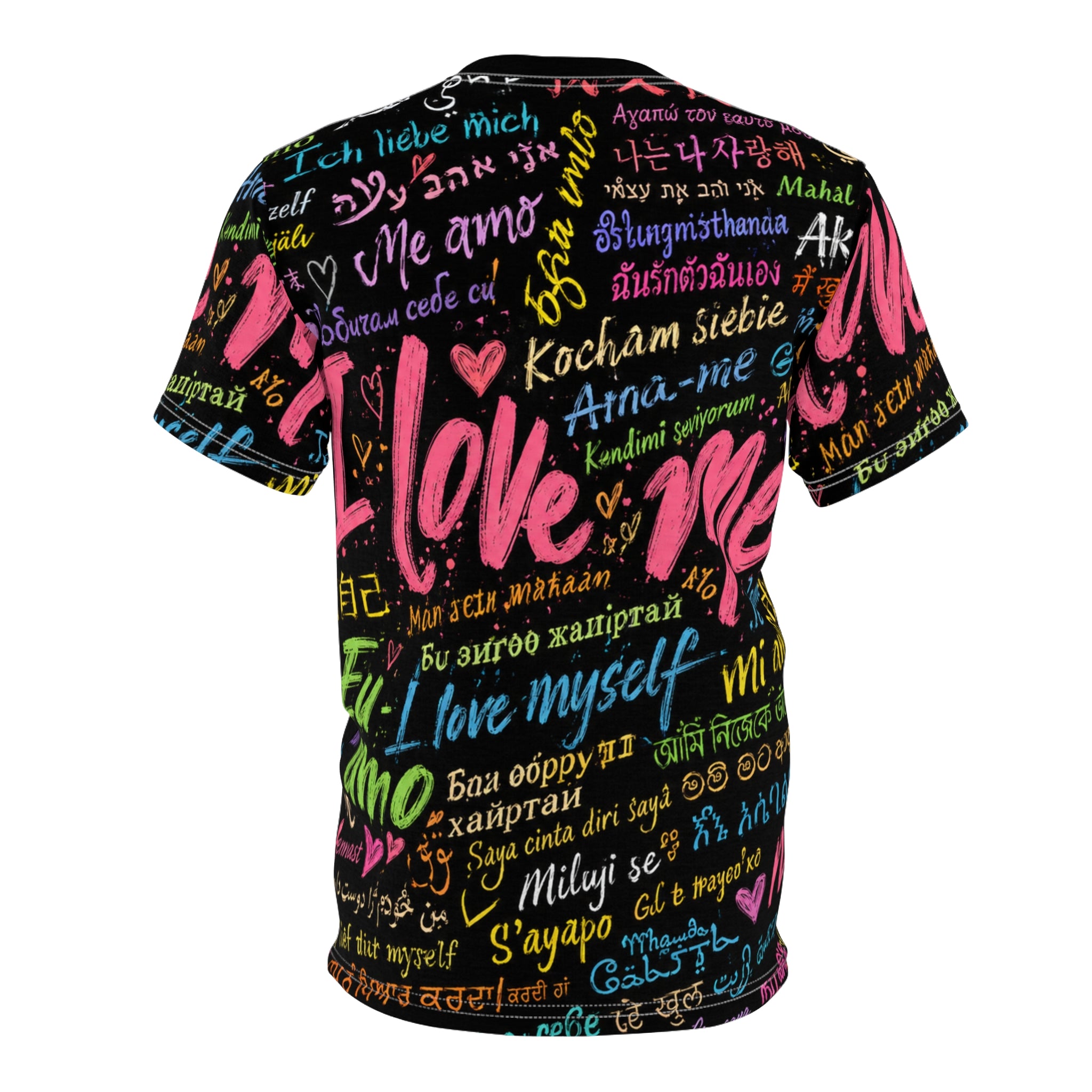 I Love Me All-Over Print Tee — Self-Love Multilingual 11/11