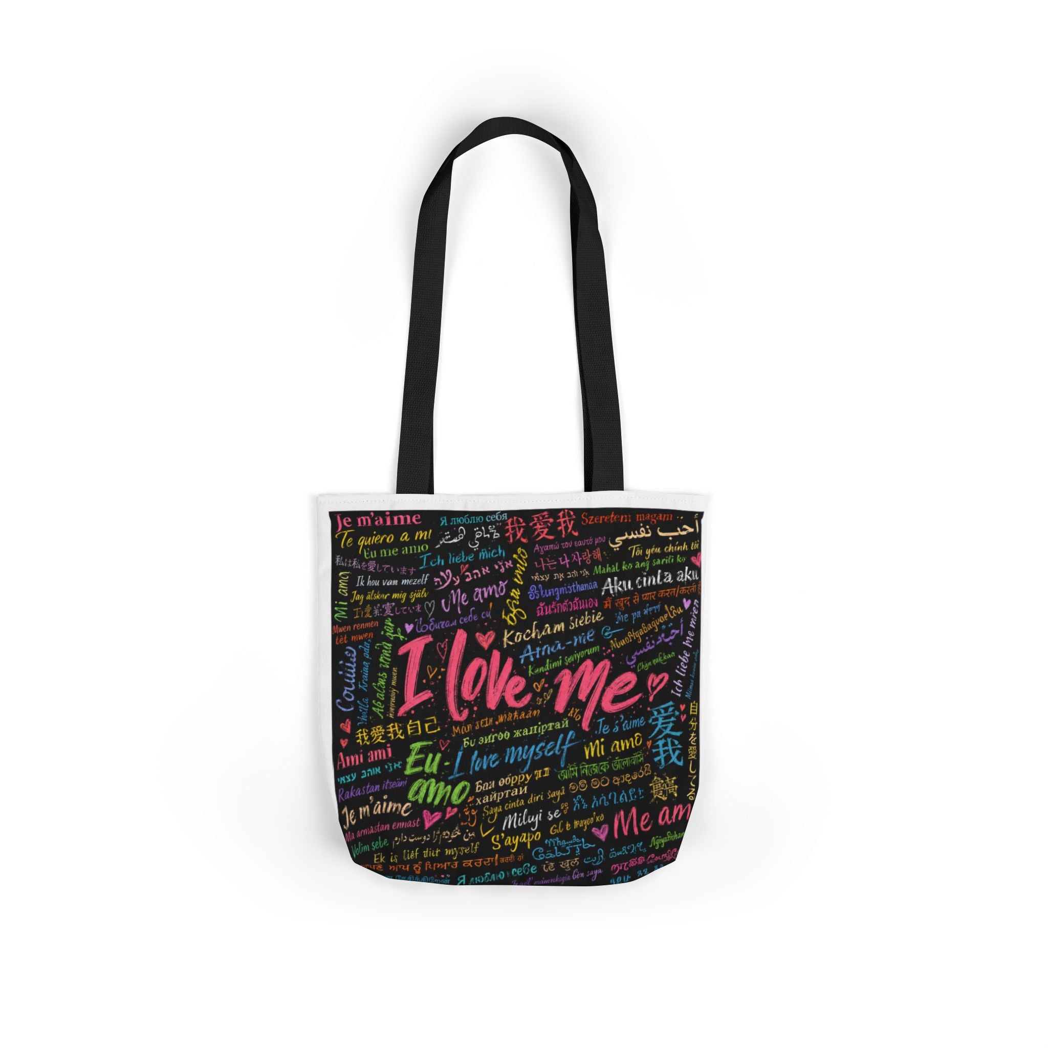 Tote Bag — "I Love Me" Multilingual Self-Love Canvas Tote