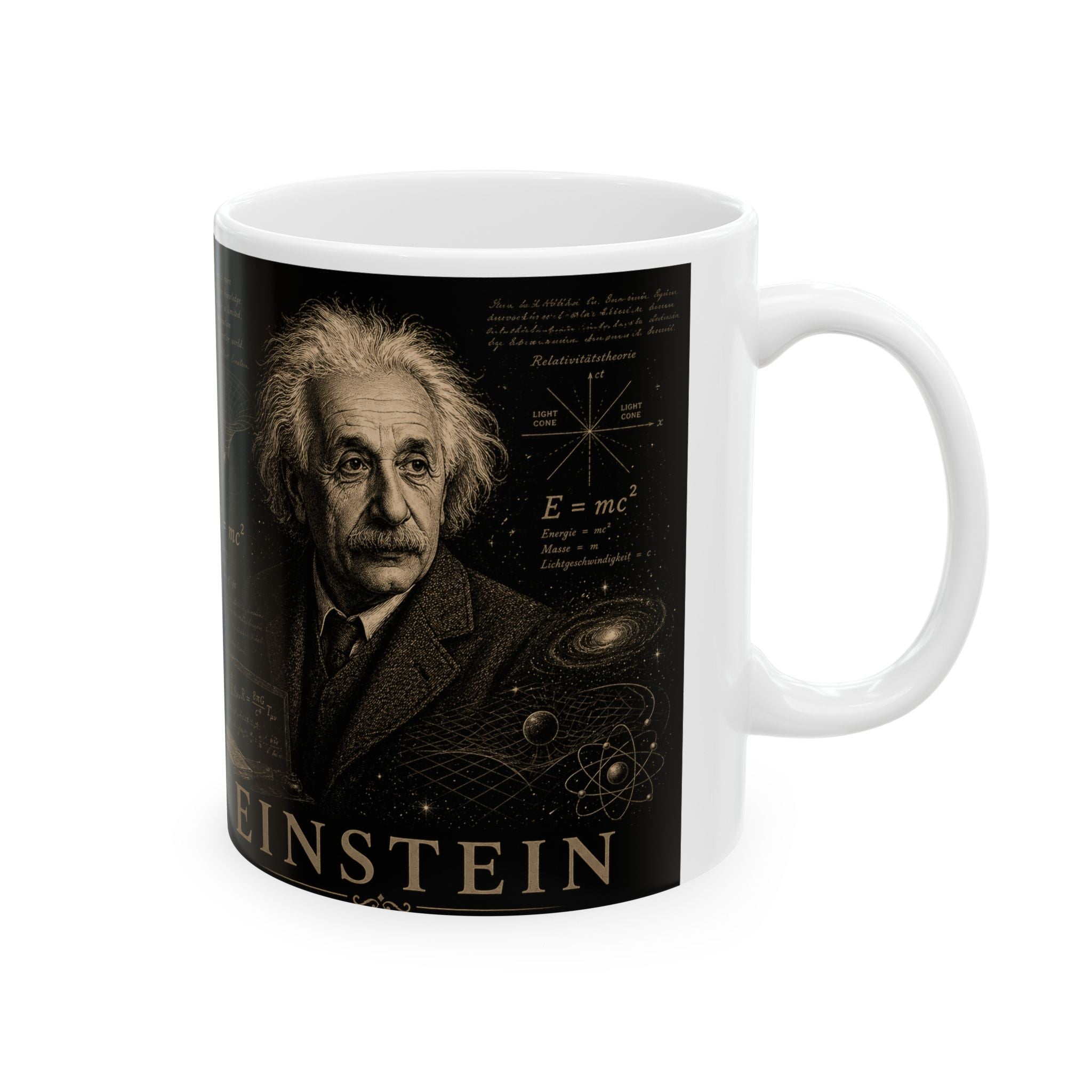Einstein Science Ceramic Mug — Vintage Physics Equations Coffee Cup (11oz & 15oz)