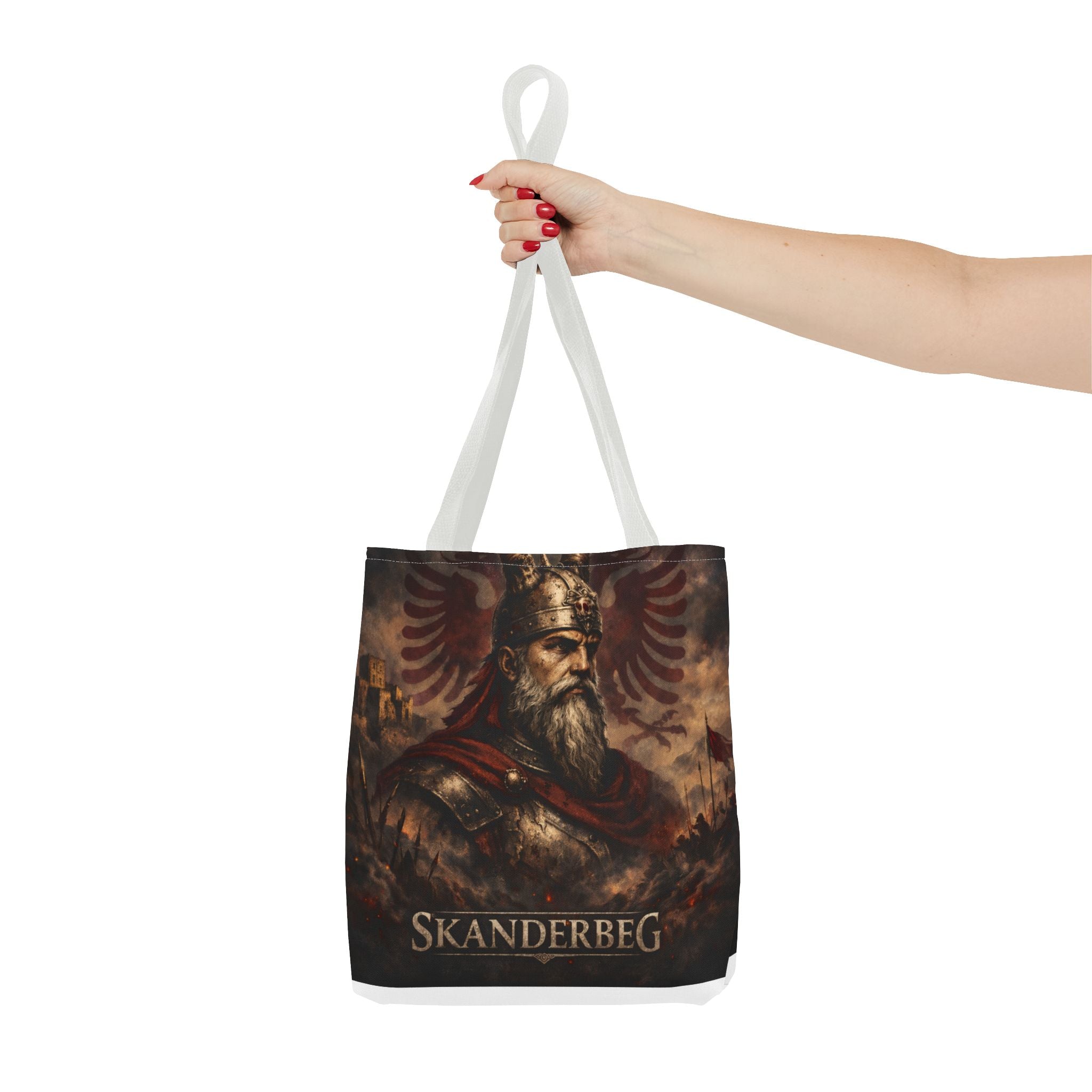 Skanderbeg Historical Portrait Tote Bag – Albanian Hero Armor Design