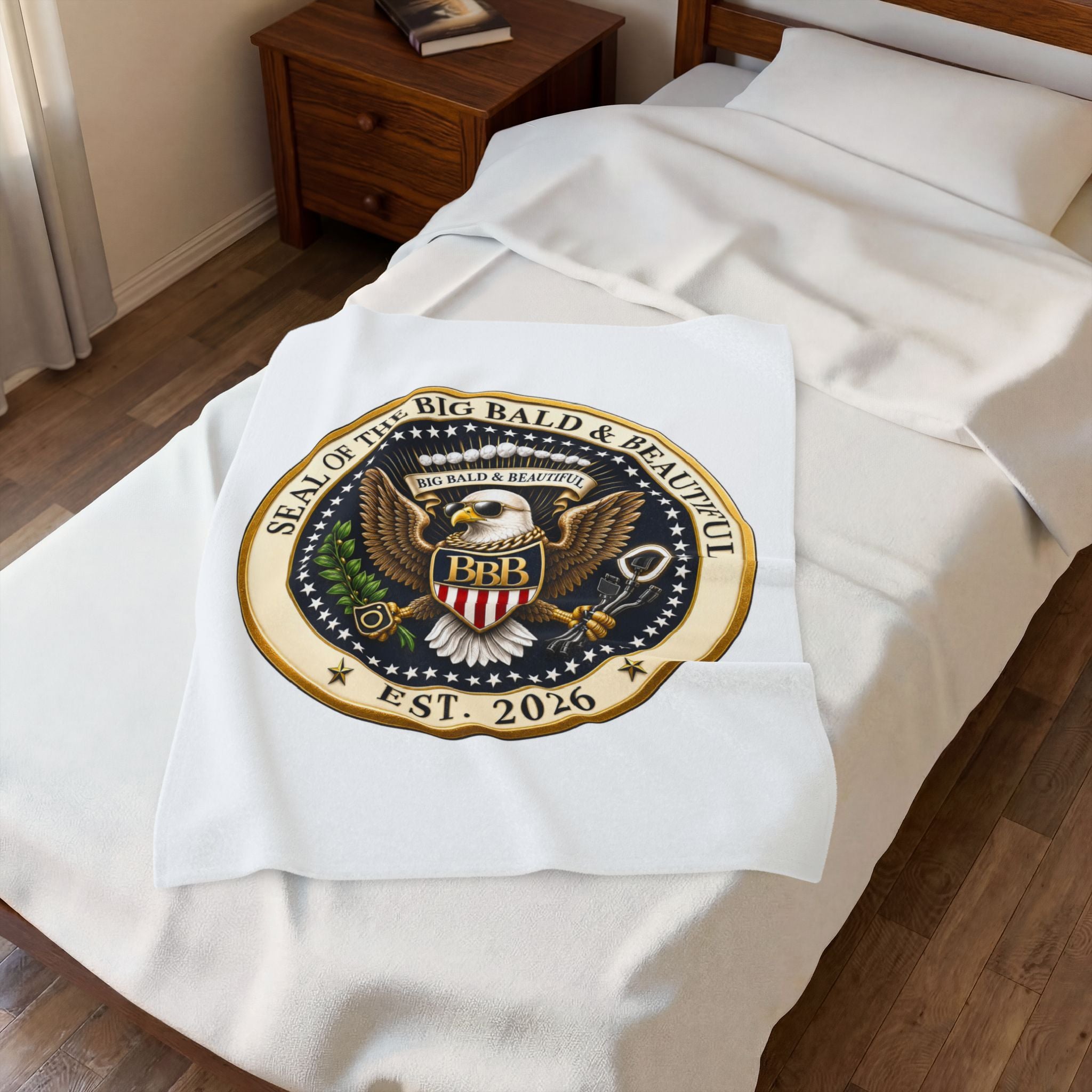 Seal of the Big Bald & Beautiful™ Velveteen Plush Blanket | Premium Cozy Throw for Bald Legends