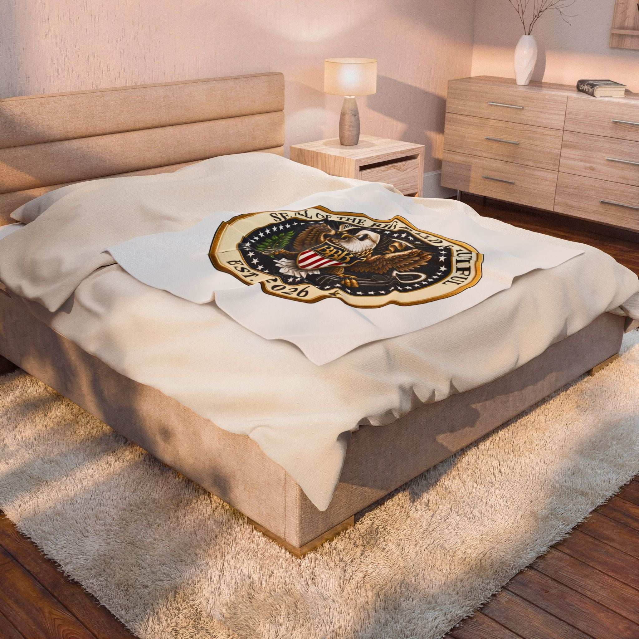 Seal of the Big Bald & Beautiful™ Velveteen Plush Blanket | Premium Cozy Throw for Bald Legends