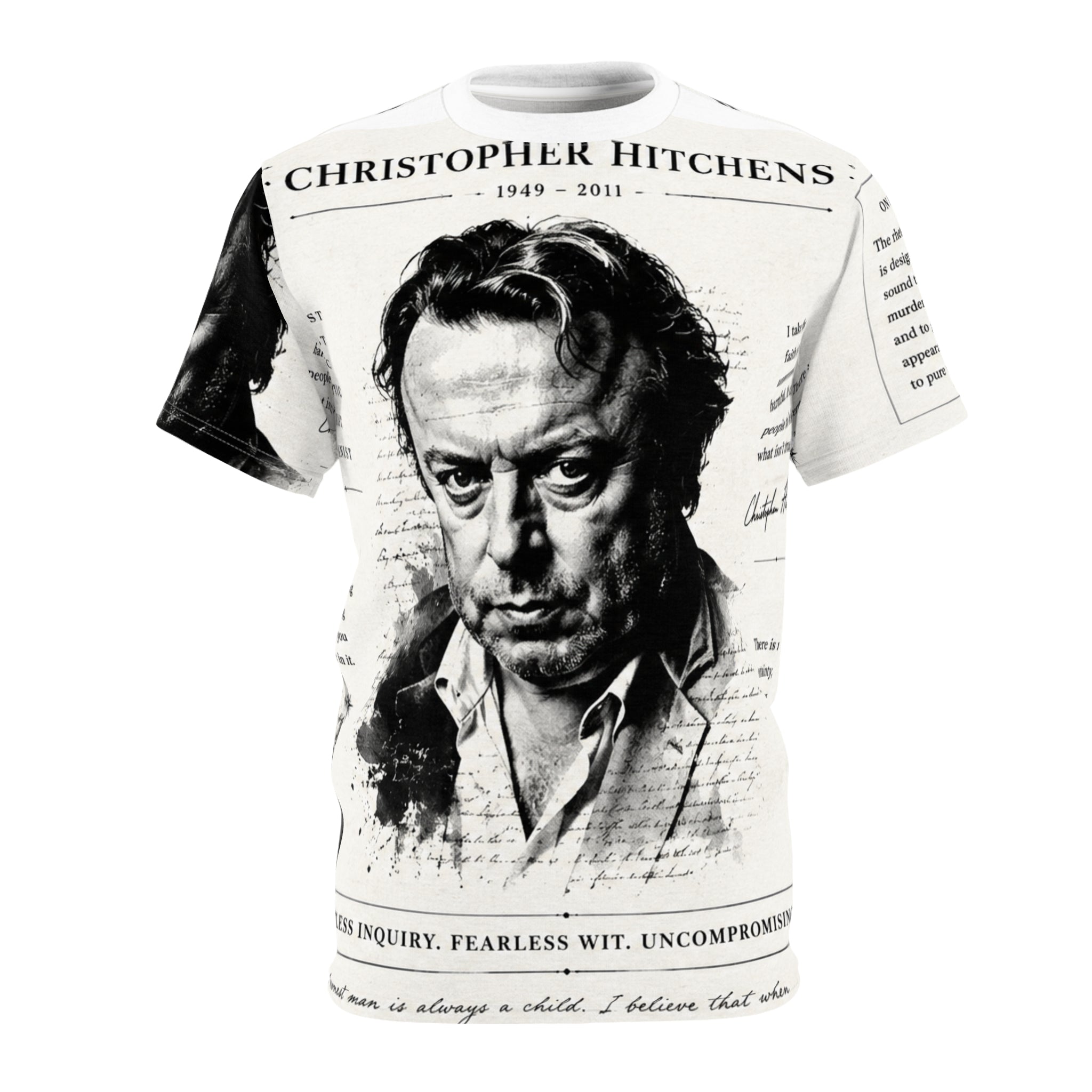 Christopher Hitchens "RELENTLESS INQUIRY"– Portrait & Quotes All-Over Print