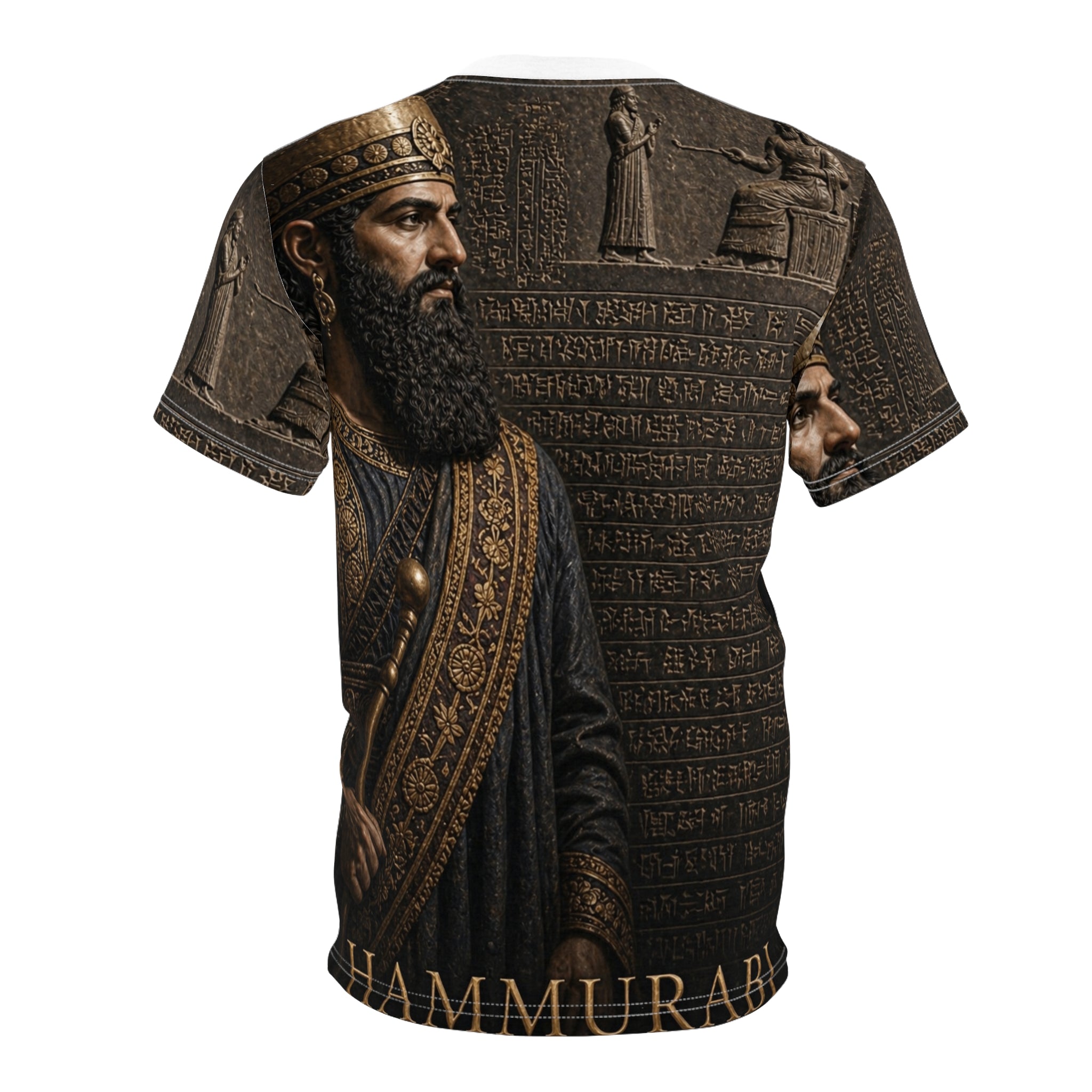 Hammurabi Ancient King Graphic Tee — Assyrian/Babylonian Law Tablet Design