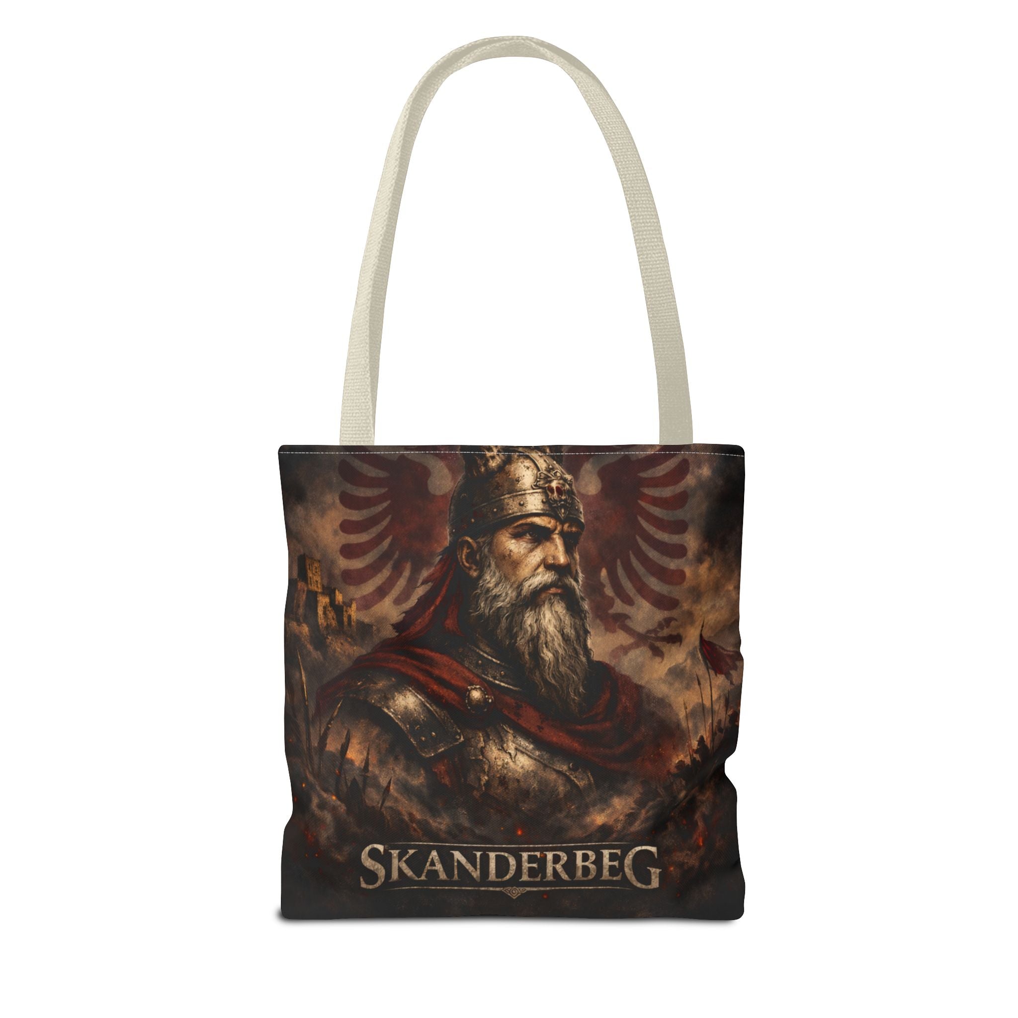 Skanderbeg Historical Portrait Tote Bag – Albanian Hero Armor Design