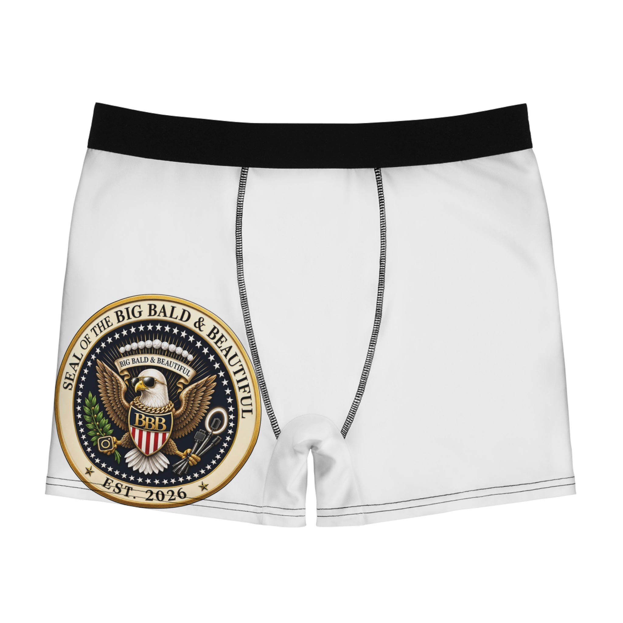 Boxer Briefs — 'Seal of the Big Bald & Beautiful' All-Over Print