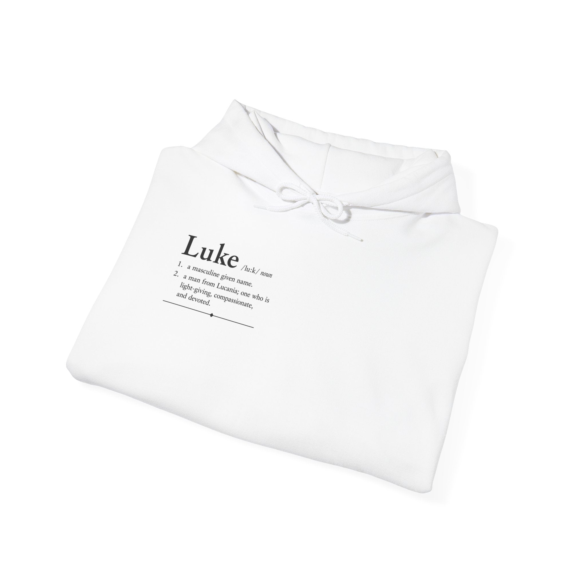 Luke Personalized Name Hoodie | Minimalist Dictionary Style | Biblical Name Meaning |  Christian Gift | Custom Name Apparel