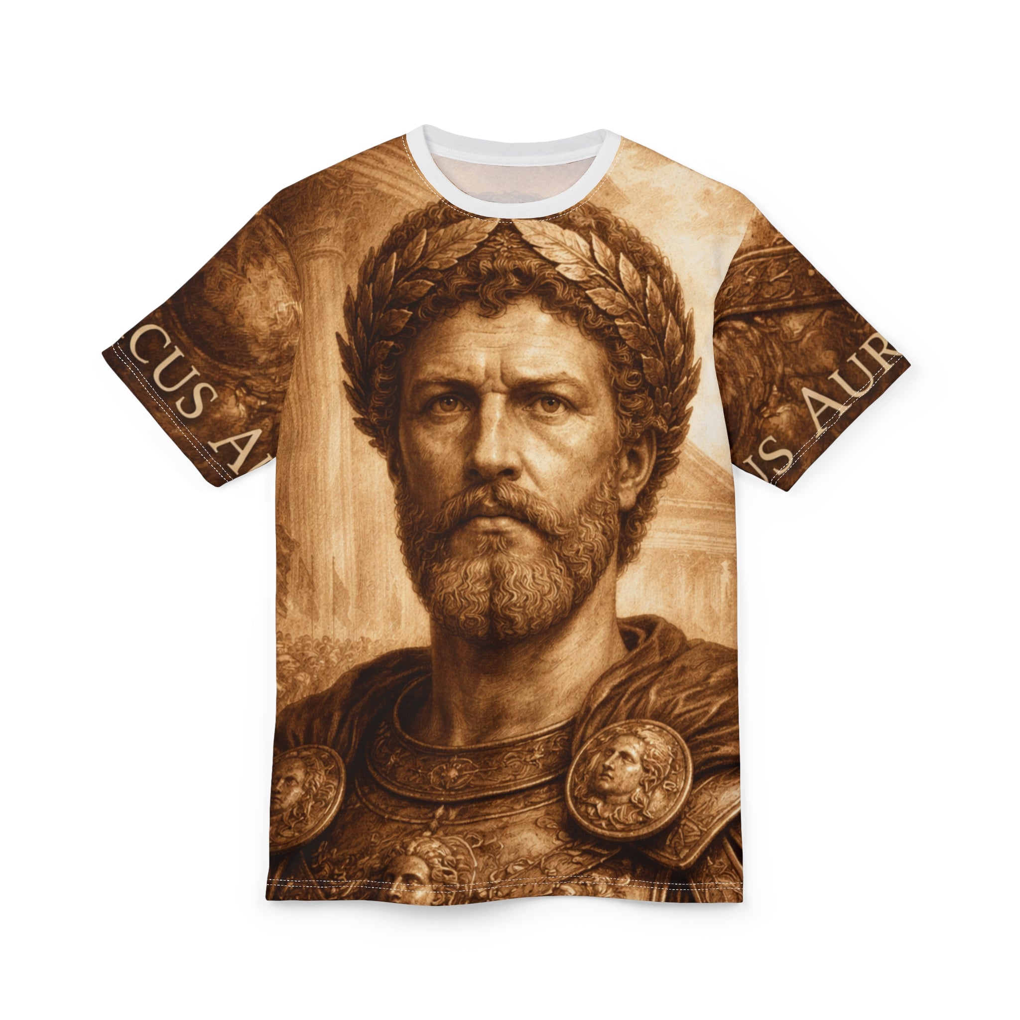 Roman Emperor Marcus Aurelius -Stoic Emperor — Sepia Historical Portrait T-Shirt