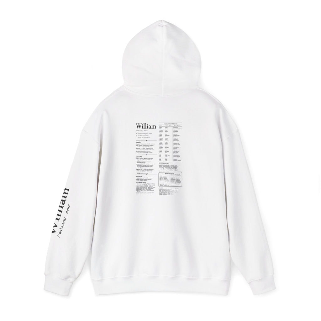 William Personalised Name Hoodie | Minimalist Dictionary Style | Name Meaning | Germanic Name Origin | Custom Gift | History Inspired Apparel