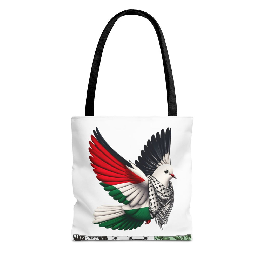 Palestine Dove Tote Bag – Flag Colors & Keffiyeh Pattern AOP Tote